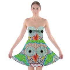 Cosmic Owl Strapless Bra Top Dress by chellerayartisans