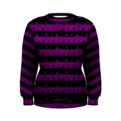 Zombie Purple And Black Halloween Nightmare Stripes  Women s Sweatshirt by PodArtist