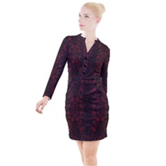 Black Lace Burgundy Design By Flipstylez Designs Button Long Sleeve Dress by flipstylezfashionsLLC