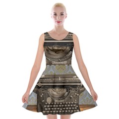 Typewriter Velvet Skater Dress by vintage2030