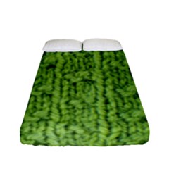 Knitted Wool Chain Green Fitted Sheet (full/ Double Size) by vintage2030