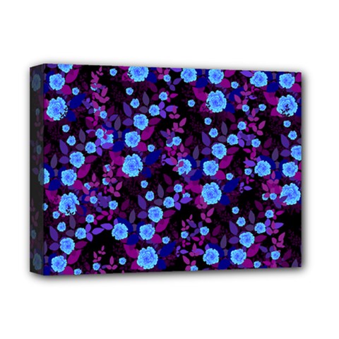 Purple Blue  Roses Deluxe Canvas 16  X 12  (stretched)  by snowwhitegirl