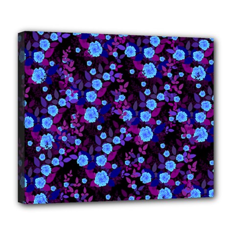 Purple Blue  Roses Deluxe Canvas 24  X 20  (stretched) by snowwhitegirl