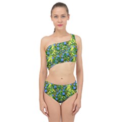 Blue Luminescent Roses Yellow Spliced Up Two Piece Swimsuit by snowwhitegirl