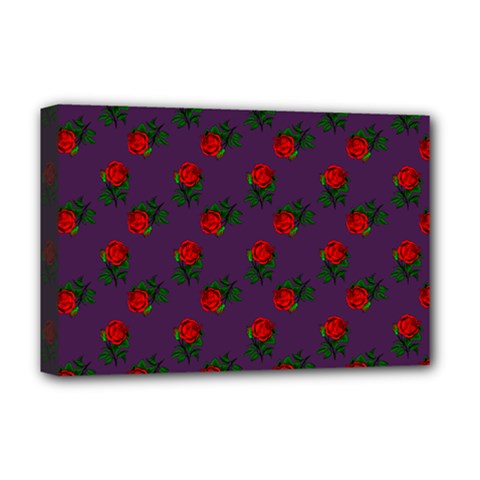 Red Roses Purple Deluxe Canvas 18  X 12  (stretched) by snowwhitegirl