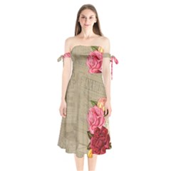 Flower 1646069 1920 Shoulder Tie Bardot Midi Dress by vintage2030