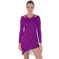 Pattern Lines Stripes Texture Asymmetric Cut-out Shift Dress by Sapixe