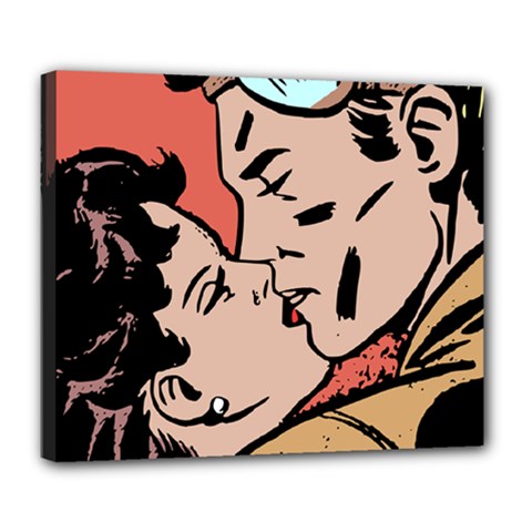 Retrocouplekissing Deluxe Canvas 24  X 20  (stretched) by vintage2030