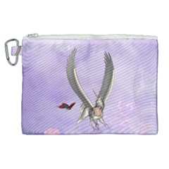 Cute Little Pegasus With Butterflies Canvas Cosmetic Bag (xl) by FantasyWorld7