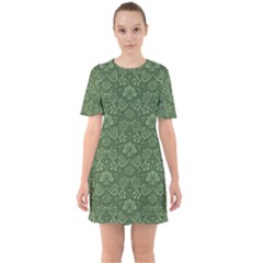 Damask Green Sixties Short Sleeve Mini Dress by vintage2030