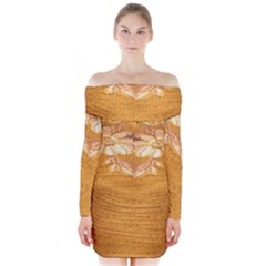 Golden Sunrise Pattern Flowers By Flipstylez Designs Long Sleeve Off Shoulder Dress by flipstylezfashionsLLC