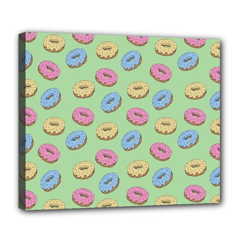 Donuts Pattern Deluxe Canvas 24  X 20  (stretched) by Valentinaart