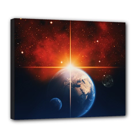 Earth Globe Planet Space Universe Deluxe Canvas 24  X 20  (stretched) by Celenk