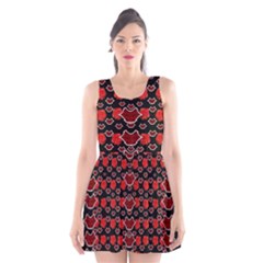 Red Lips And Roses Just For Love Scoop Neck Skater Dress by pepitasart