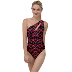 Red Lips And Roses Just For Love To One Side Swimsuit by pepitasart