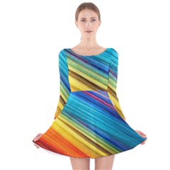 Rainbow Long Sleeve Velvet Skater Dress by NSGLOBALDESIGNS2