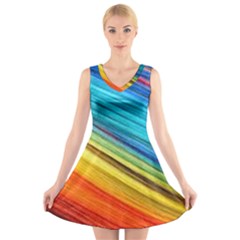 Rainbow V-neck Sleeveless Dress by NSGLOBALDESIGNS2