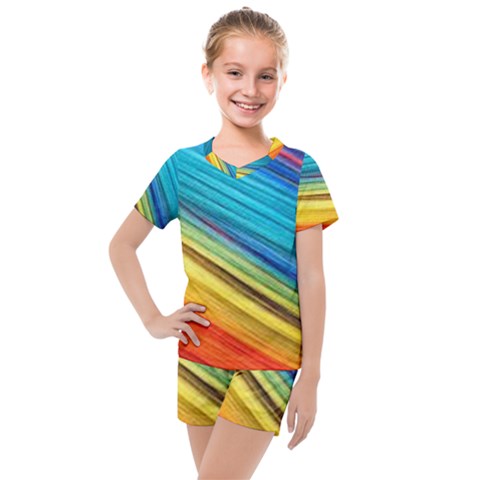 Rainbow Kids  Mesh Tee And Shorts Set by NSGLOBALDESIGNS2