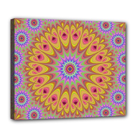 Geometric Flower Oriental Ornament Deluxe Canvas 24  X 20  (stretched) by Simbadda