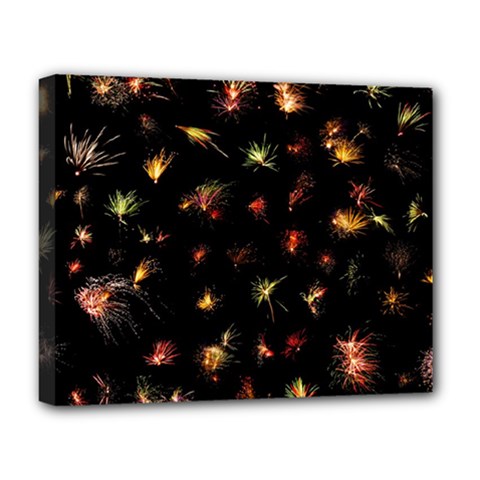 Fireworks Christmas Night Dark Deluxe Canvas 20  X 16  (stretched) by Simbadda