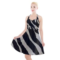 Zebra Print Halter Party Swing Dress  by NSGLOBALDESIGNS2