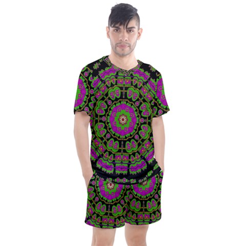 Flowers And More Floral Dancing A Happy Dance Men s Mesh Tee And Shorts Set by pepitasart