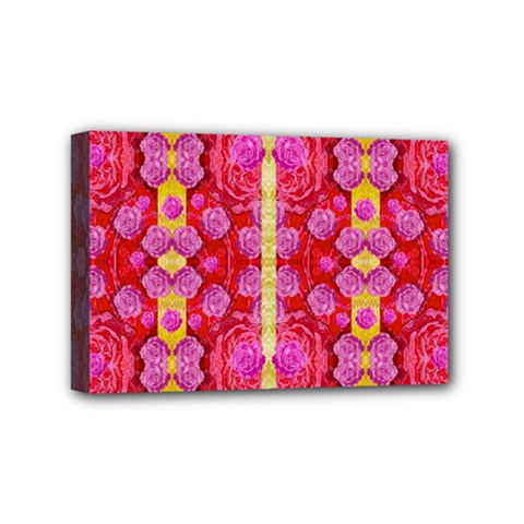 Roses And Butterflies On Ribbons As A Gift Of Love Mini Canvas 6  X 4  (stretched) by pepitasart