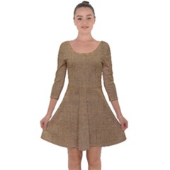 Burlap Coffee Sack Grunge Knit Look Quarter Sleeve Skater Dress by dressshop