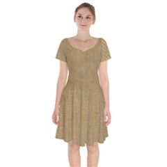 Burlap Coffee Sack Grunge Knit Look Short Sleeve Bardot Dress by dressshop