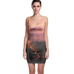 Volcanoes Magma Lava Mountains Bodycon Dress by Sapixe