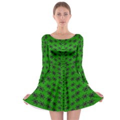 Forest Flowers In The Green Soft Ornate Nature Long Sleeve Skater Dress by pepitasart