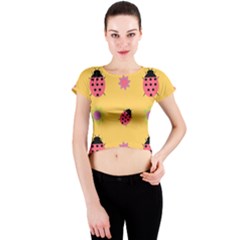 Ladybug Seamlessly Pattern Crew Neck Crop Top by Sapixe