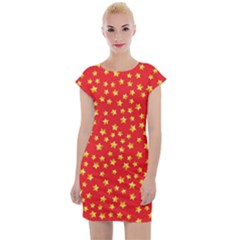 Pattern Stars Multi Color Cap Sleeve Bodycon Dress by Sapixe