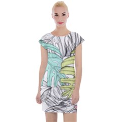 Leaves Tropical Nature Plant Cap Sleeve Bodycon Dress by Sapixe