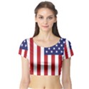 US Flag Stars and Stripes MAGA Short Sleeve Crop Top View1