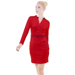 Maga Make America Great Again Usa Pattern Red Button Long Sleeve Dress by snek