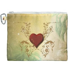 Wonderful Decorative Heart On Soft Vintage Background Canvas Cosmetic Bag (xxxl) by FantasyWorld7