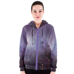Orion Nebula Pastel Violet Purple Turquoise Blue Star Formation Women s Zipper Hoodie by genx