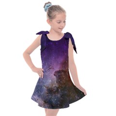 Carina Nebula Ngc 3372 The Grand Nebula Pink Purple And Blue With Shiny Stars Astronomy Kids  Tie Up Tunic Dress by genx
