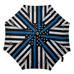 I Back The Blue The Thin Blue Line With Grunge Us Flag Hook Handle Umbrellas (medium) by snek