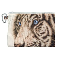 White Tiger Canvas Cosmetic Bag (xl) by ArtByThree