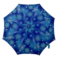 Blue Background Christmas Hook Handle Umbrellas (large) by Wegoenart