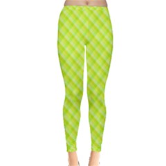 Yellow And Green Plaid Pattern Inside Out Leggings by RedPanda