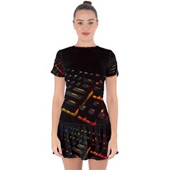 Keyboard Led Technology Drop Hem Mini Chiffon Dress by Wegoenart
