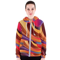 Abstract Colorful Background Wavy Women s Zipper Hoodie by Wegoenart
