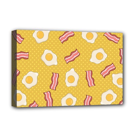 Bacon And Egg Pop Art Pattern Deluxe Canvas 18  X 12  (stretched) by Valentinaart