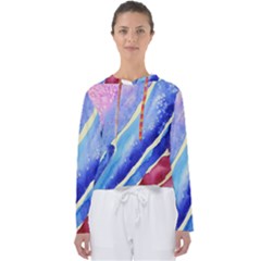 Painting Abstract Blue Pink Spots Women s Slouchy Sweat by Pakrebo