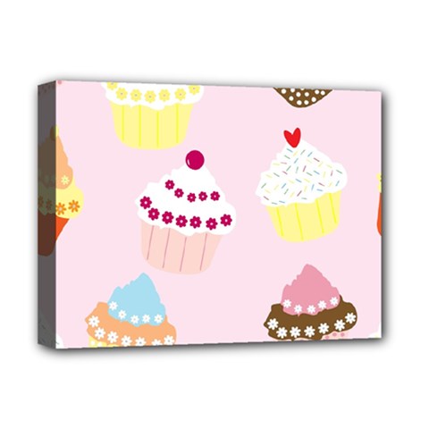Cupcakes Wallpaper Paper Background Deluxe Canvas 16  X 12  (stretched)  by Pakrebo