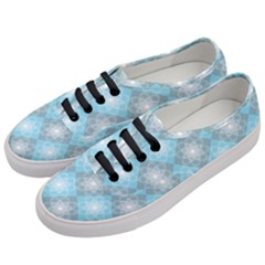 White Light Blue Gray Tile Women s Classic Low Top Sneakers by Pakrebo