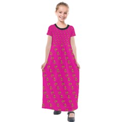 No Step On Snek Pattern Pink Background Meme Kids  Short Sleeve Maxi Dress by snek